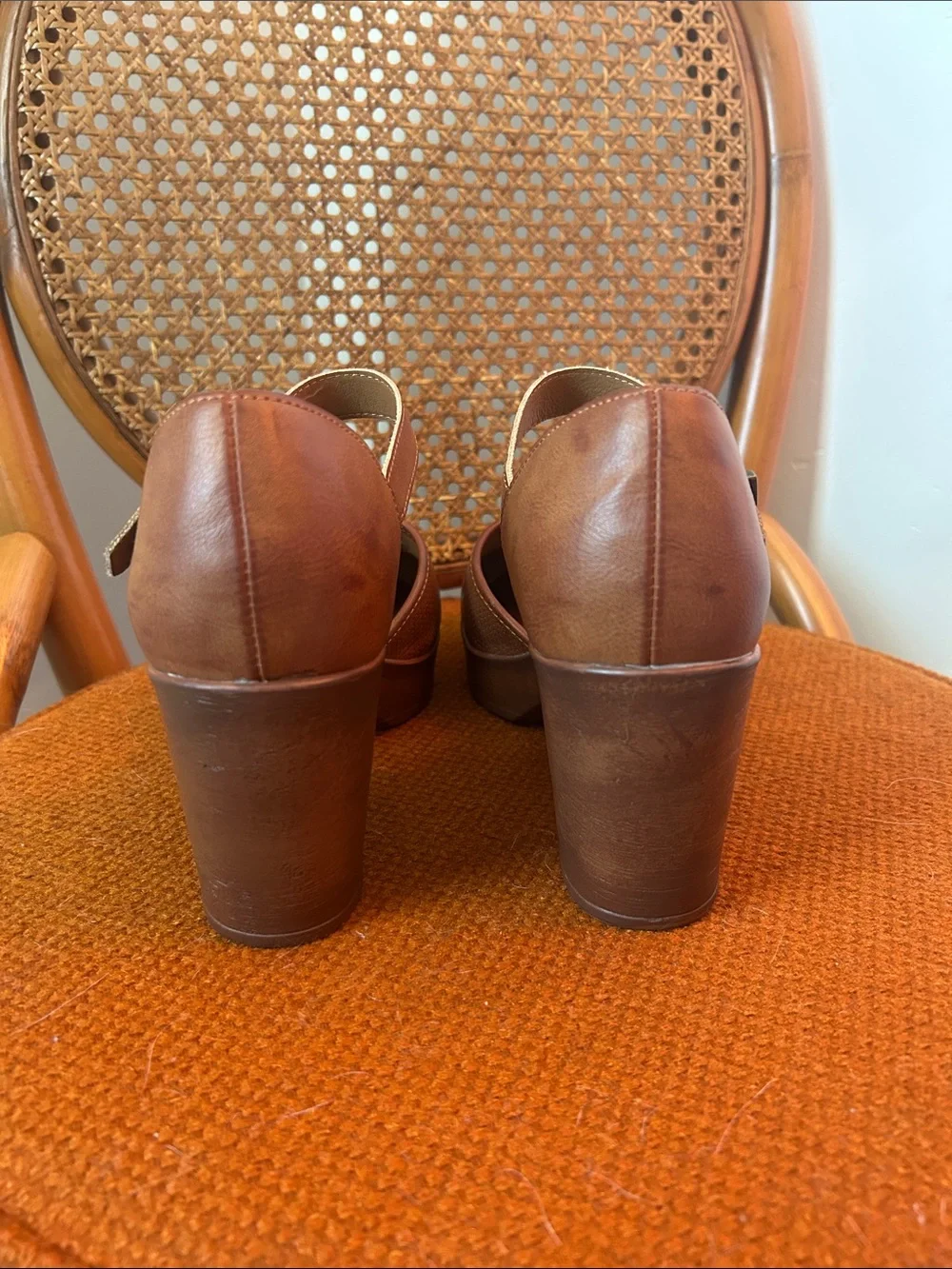 boc Brown Perforated Mary Jane Platform Heels